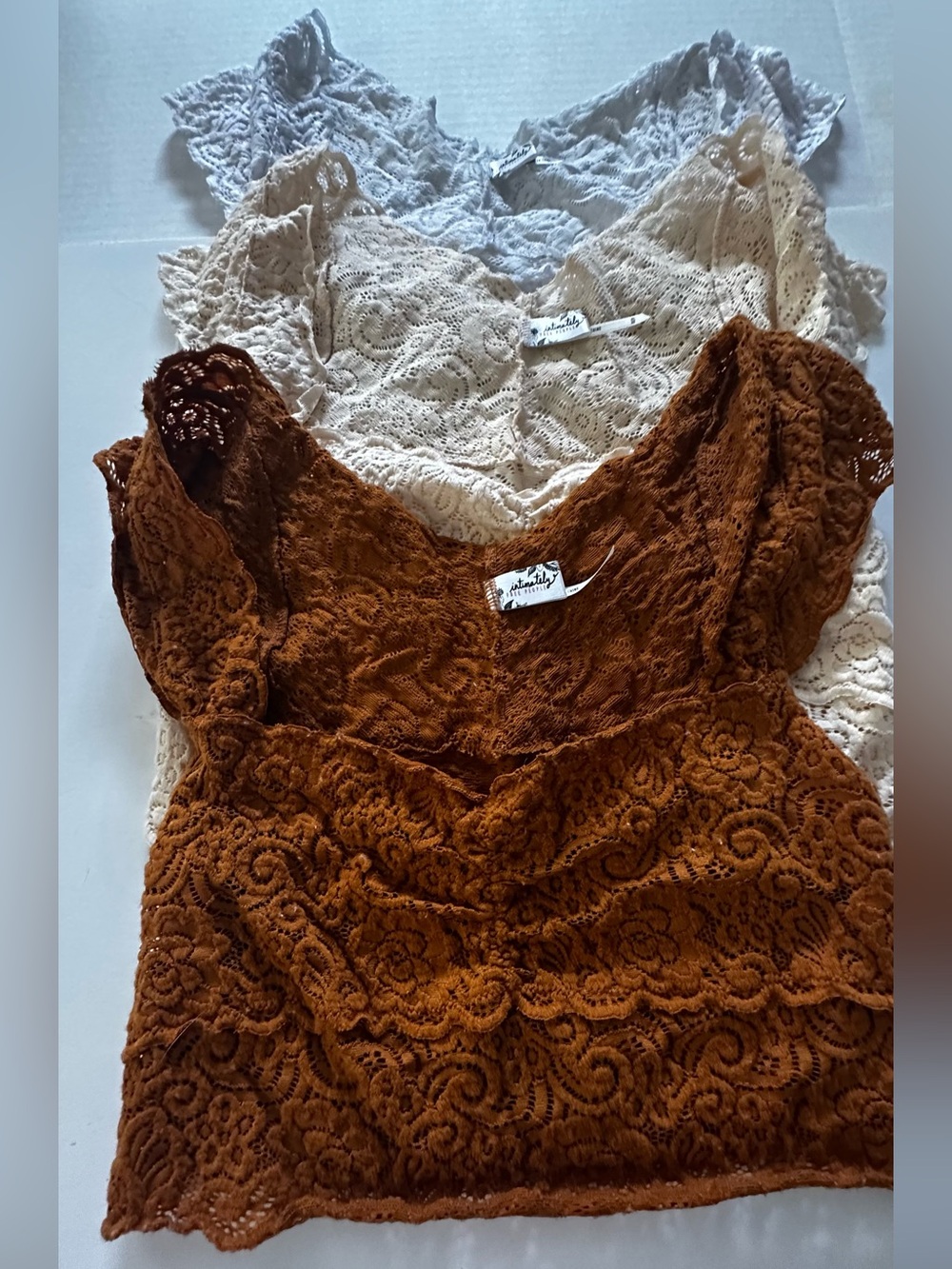 Free People Rust Brown Crochet Lace Crop Top